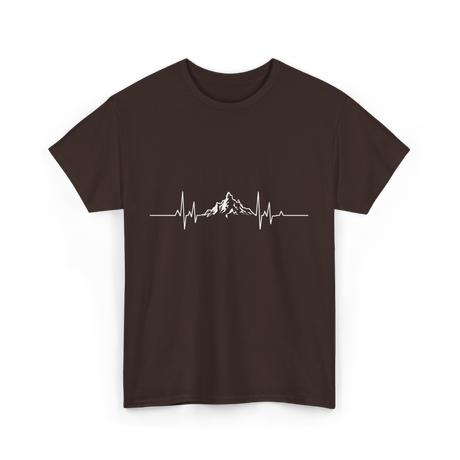 Mountains Heartbeat Hiking Adventure T-Shirt - Dark Chocolate