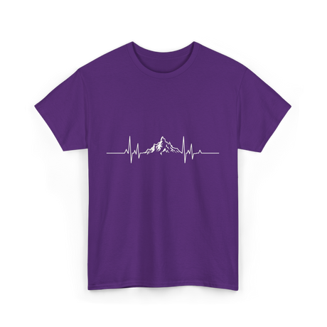 Mountains Heartbeat Hiking Adventure T-Shirt - Purple