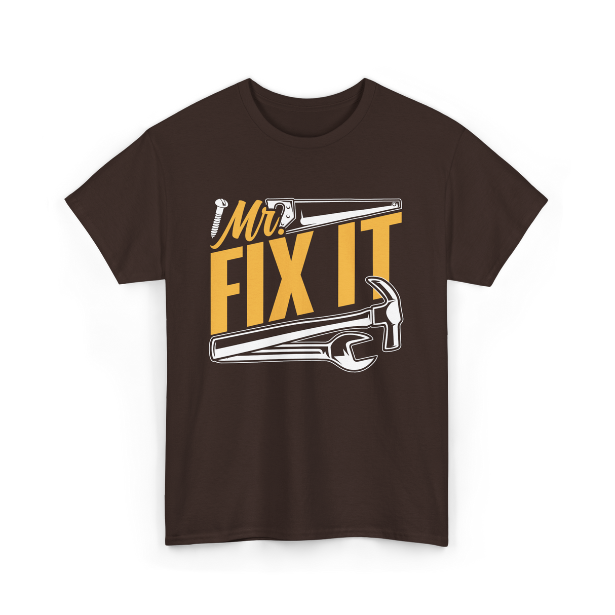 Mr Fix It Handyman Repair Tools T-Shirt - Dark Chocolate