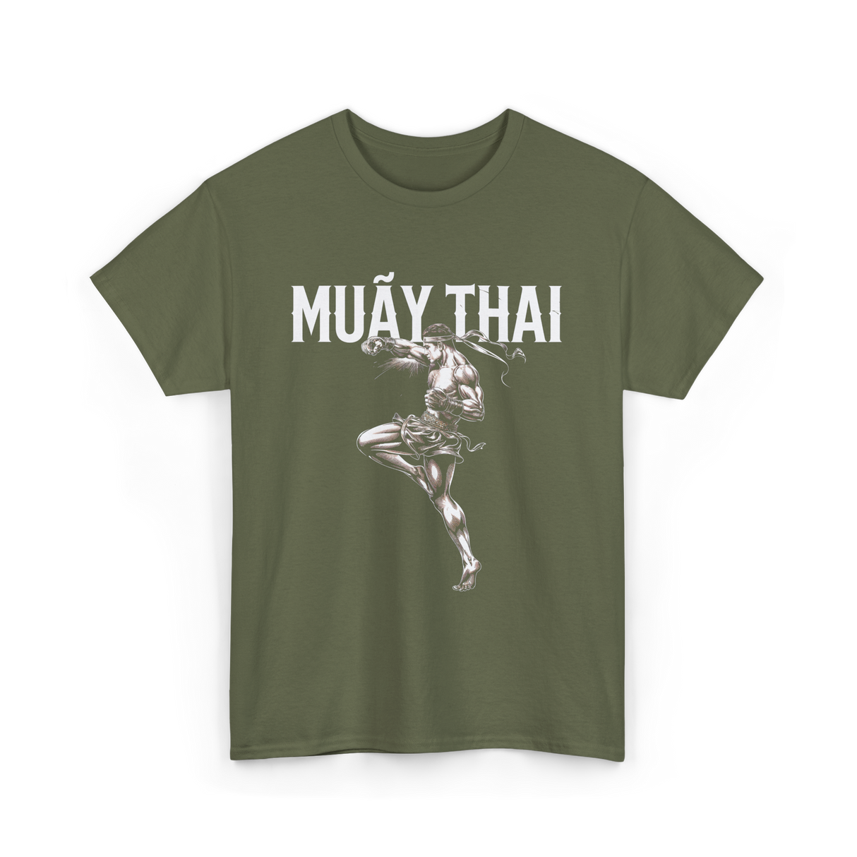 Muay Thai Martial Arts Fighter T-Shirt - Military Green