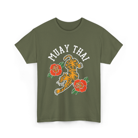 Muay Thai Tiger Martial Arts T-Shirt - Military Green