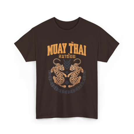 Muay Thai Twin Tigers Martial Arts T-Shirt - Dark Chocolate