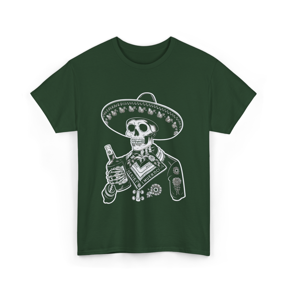 Muerte's Skull Mariachi T-Shirt - Forest Green