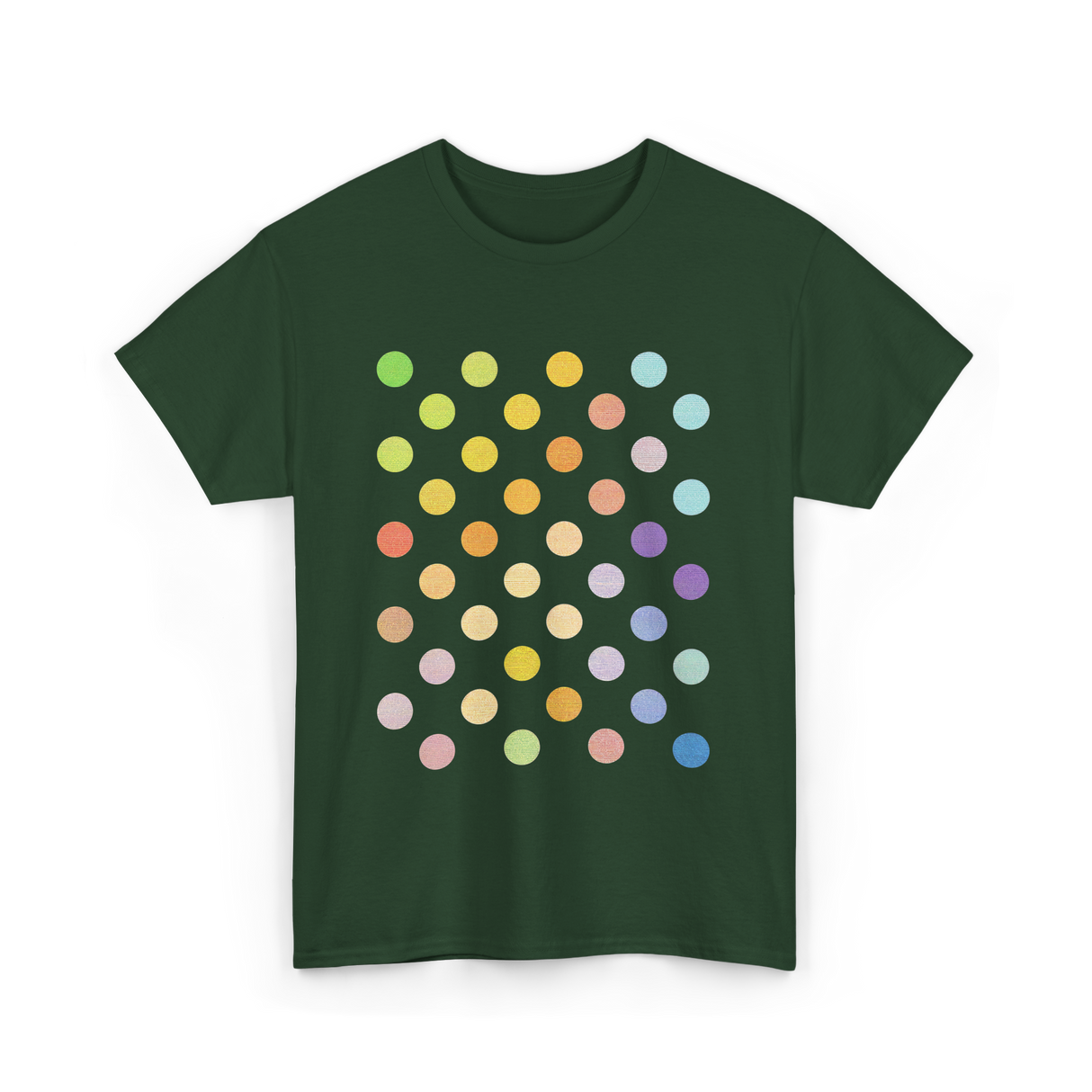 Multicolor Polka Dots Day T-Shirt - Forest Green