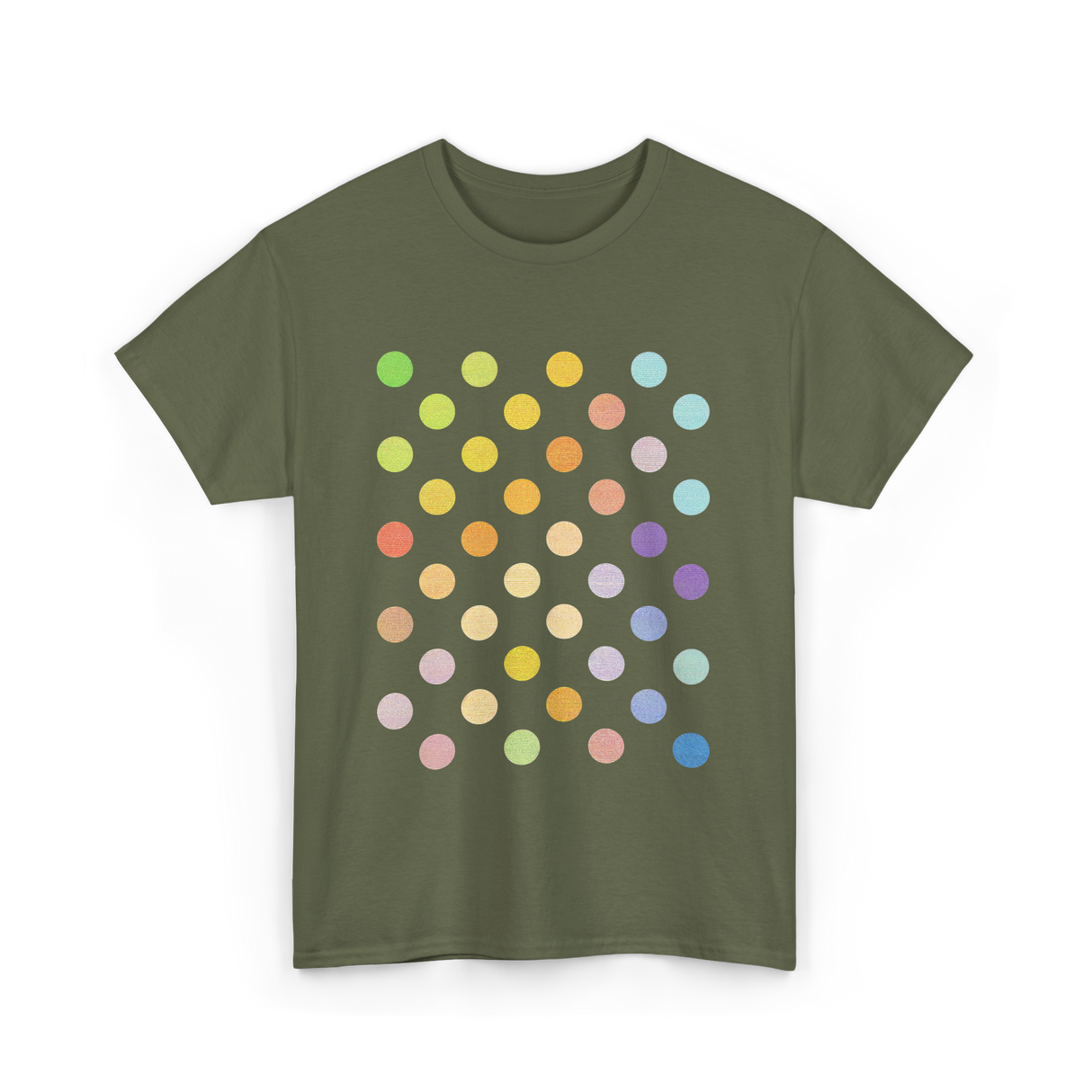 Multicolor Polka Dots Day T-Shirt - Military Green