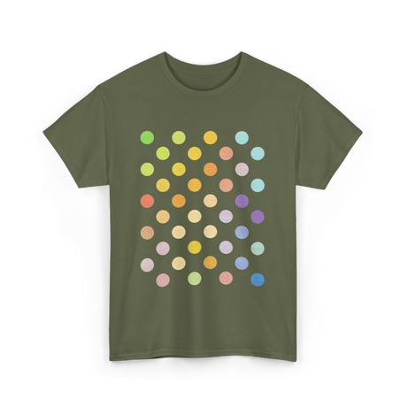 Multicolor Polka Dots Day T-Shirt - Military Green