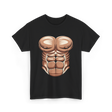 Muscle Chest Design Costume T-Shirt - Black