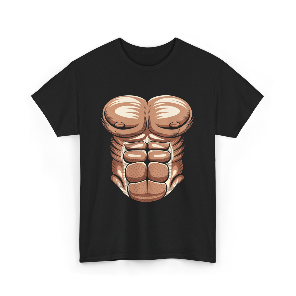 Muscle Chest Design Costume T-Shirt - Black