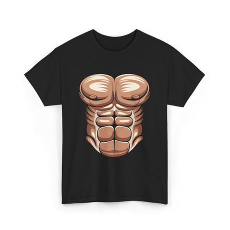 Muscle Chest Design Costume T-Shirt - Black