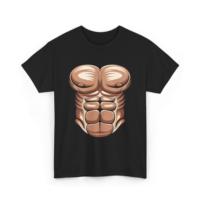 Muscle Chest Design Costume T-Shirt - Black