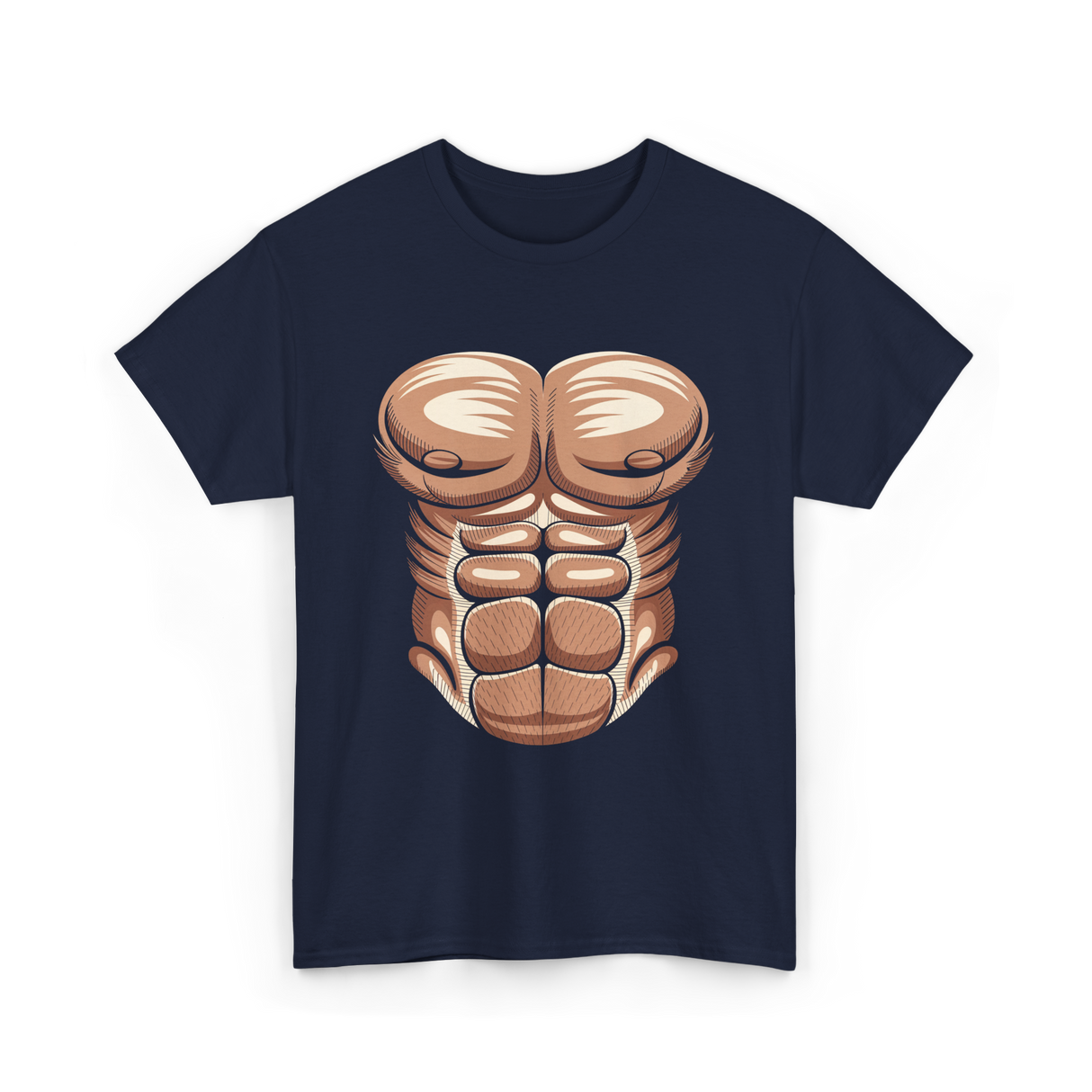 Muscle Chest Design Costume T-Shirt - Navy