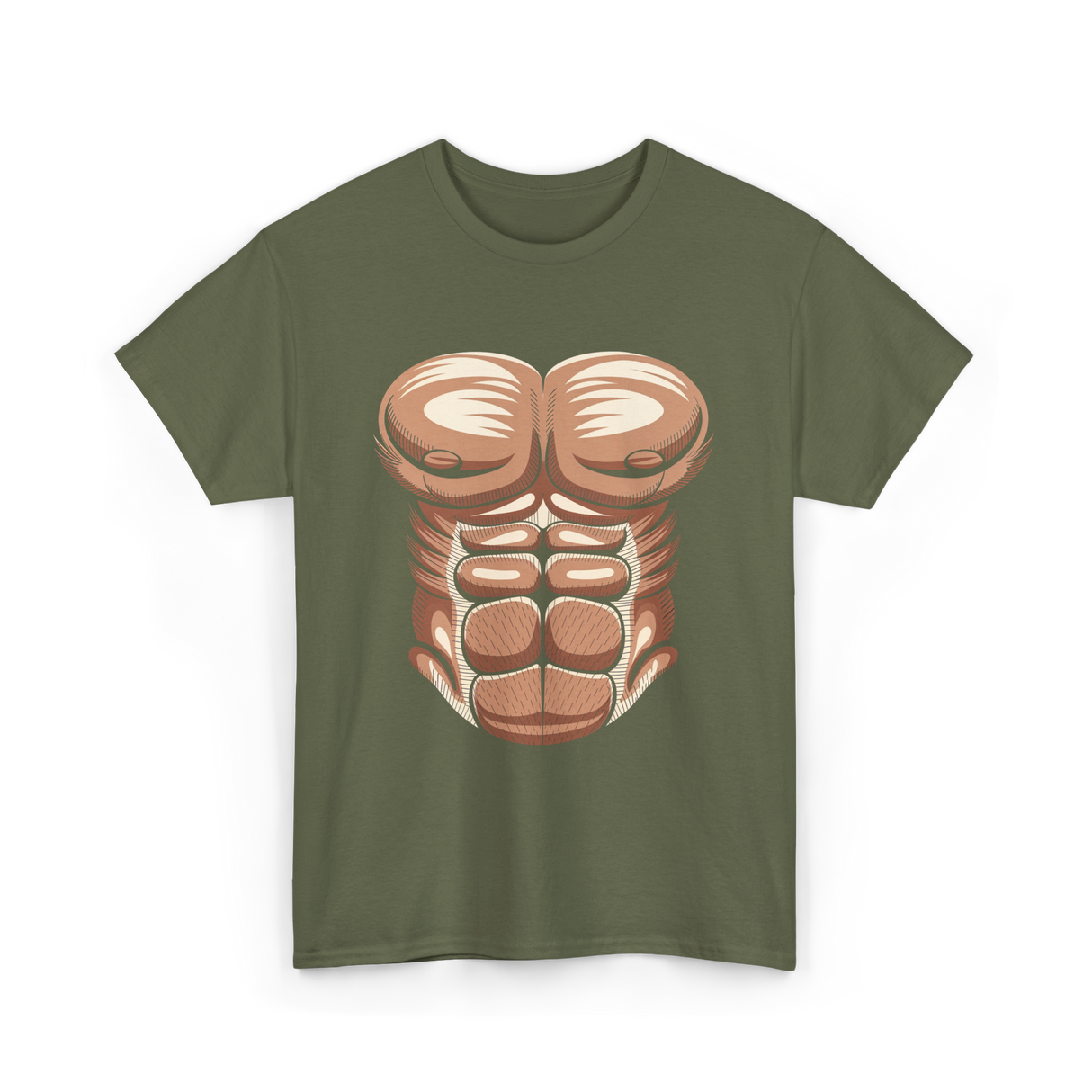 Muscle Chest Design Costume T-Shirt - Military Green