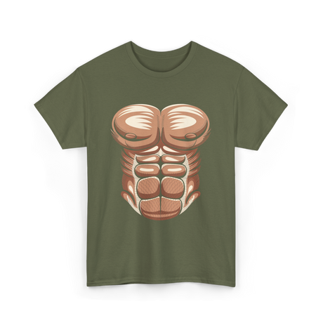 Muscle Chest Design Costume T-Shirt - Military Green