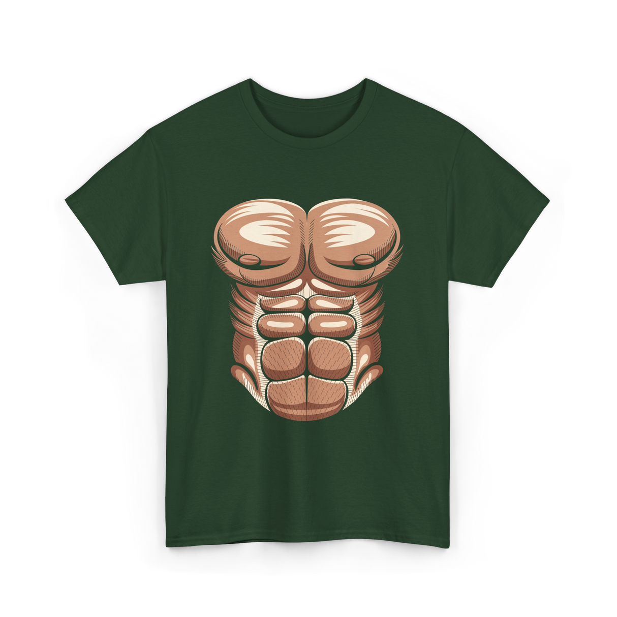 Muscle Chest Design Costume T-Shirt - Forest Green