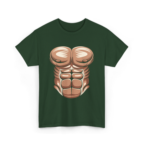 Muscle Chest Design Costume T-Shirt - Forest Green