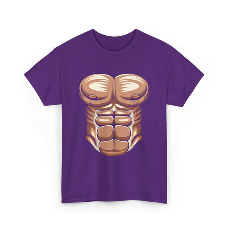 Muscle Chest Design Costume T-Shirt - Purple