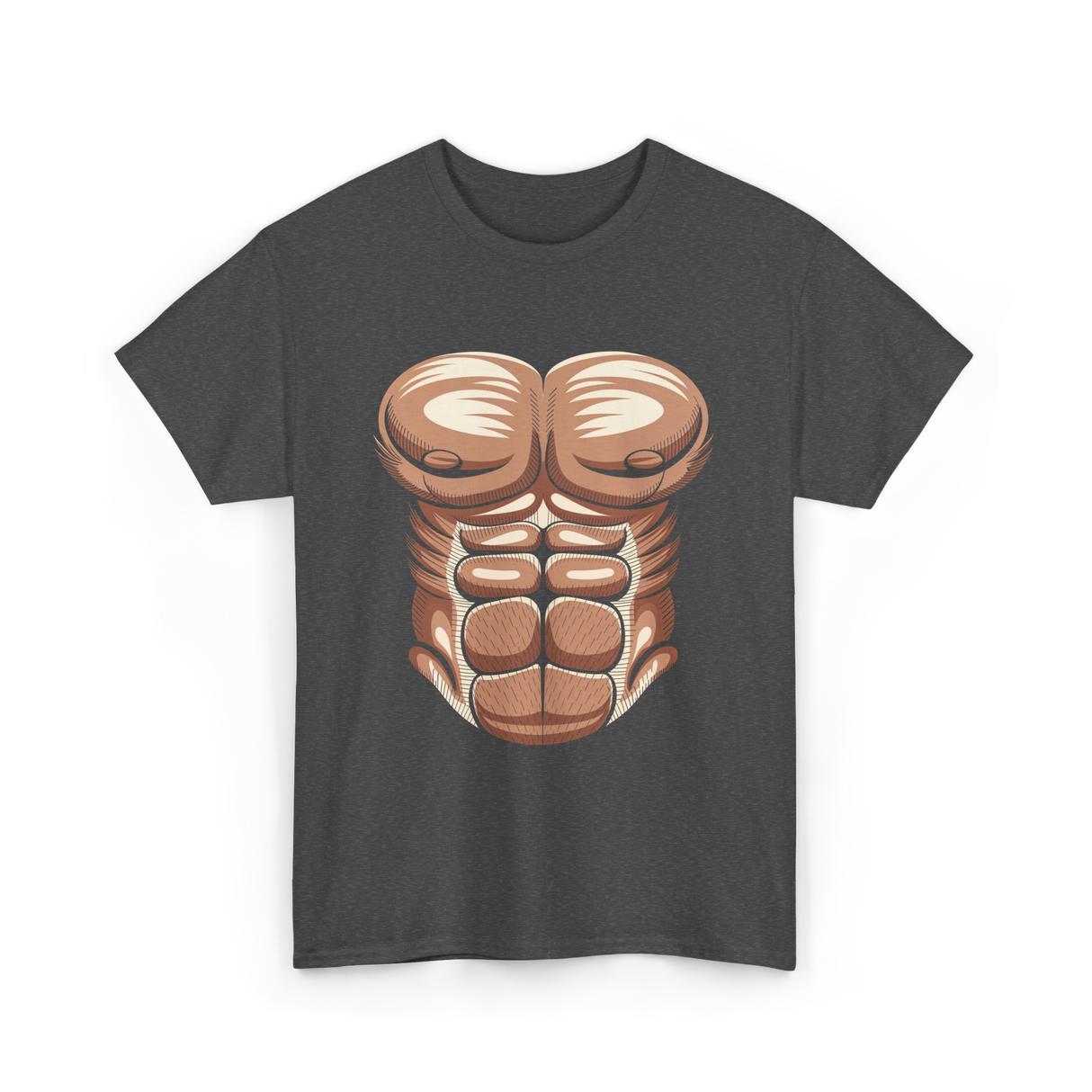 Muscle Chest Design Costume T-Shirt - Dark Heather