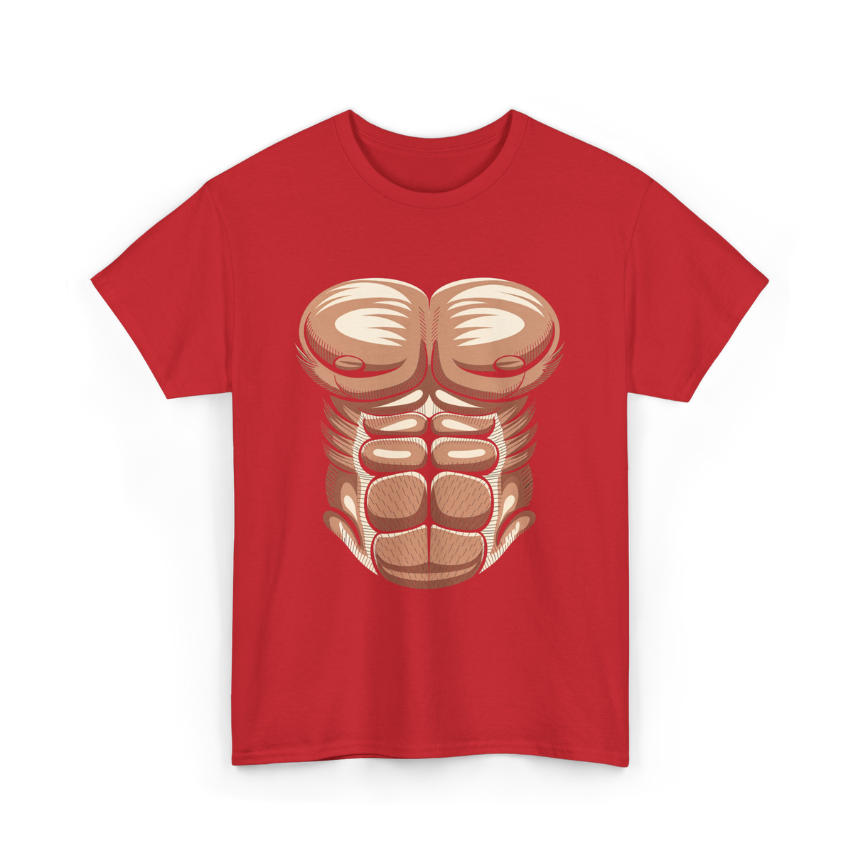 Muscle Chest Design Costume T-Shirt - Red