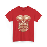 Muscle Chest Design Costume T-Shirt - Red