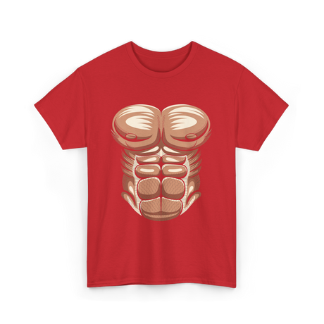 Muscle Chest Design Costume T-Shirt - Red