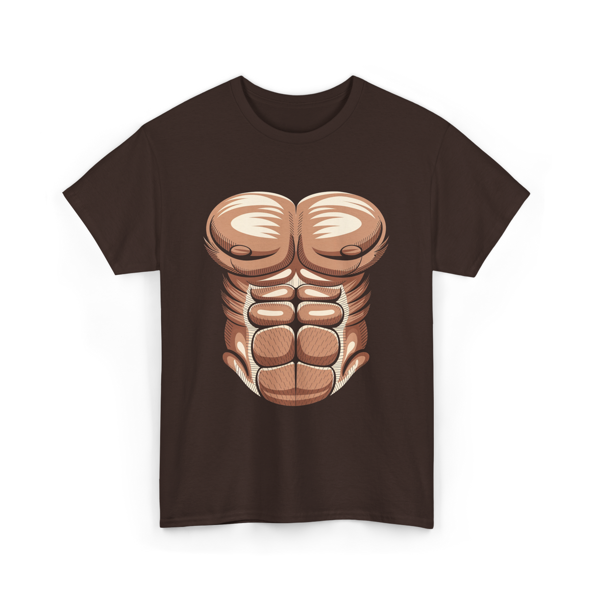 Muscle Chest Design Costume T-Shirt - Dark Chocolate