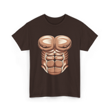 Muscle Chest Design Costume T-Shirt - Dark Chocolate