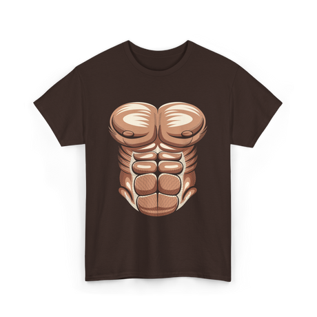 Muscle Chest Design Costume T-Shirt - Dark Chocolate