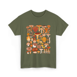 Mushroom Mycology Fungi Foraging Fungi T-Shirt - Military Green