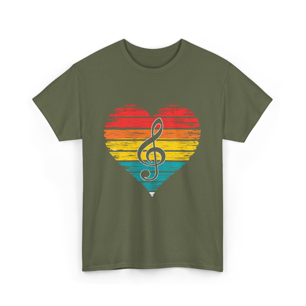 Music Heart Note Musician T-Shirt - Military Green