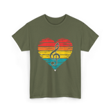 Music Heart Note Musician T-Shirt - Military Green