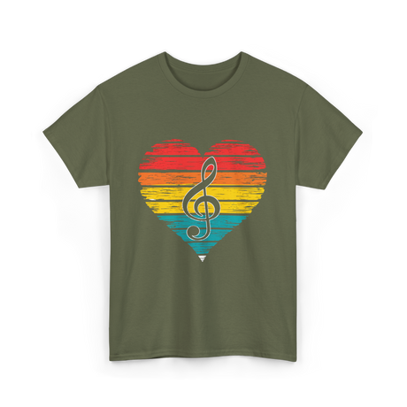 Music Heart Note Musician T-Shirt - Military Green