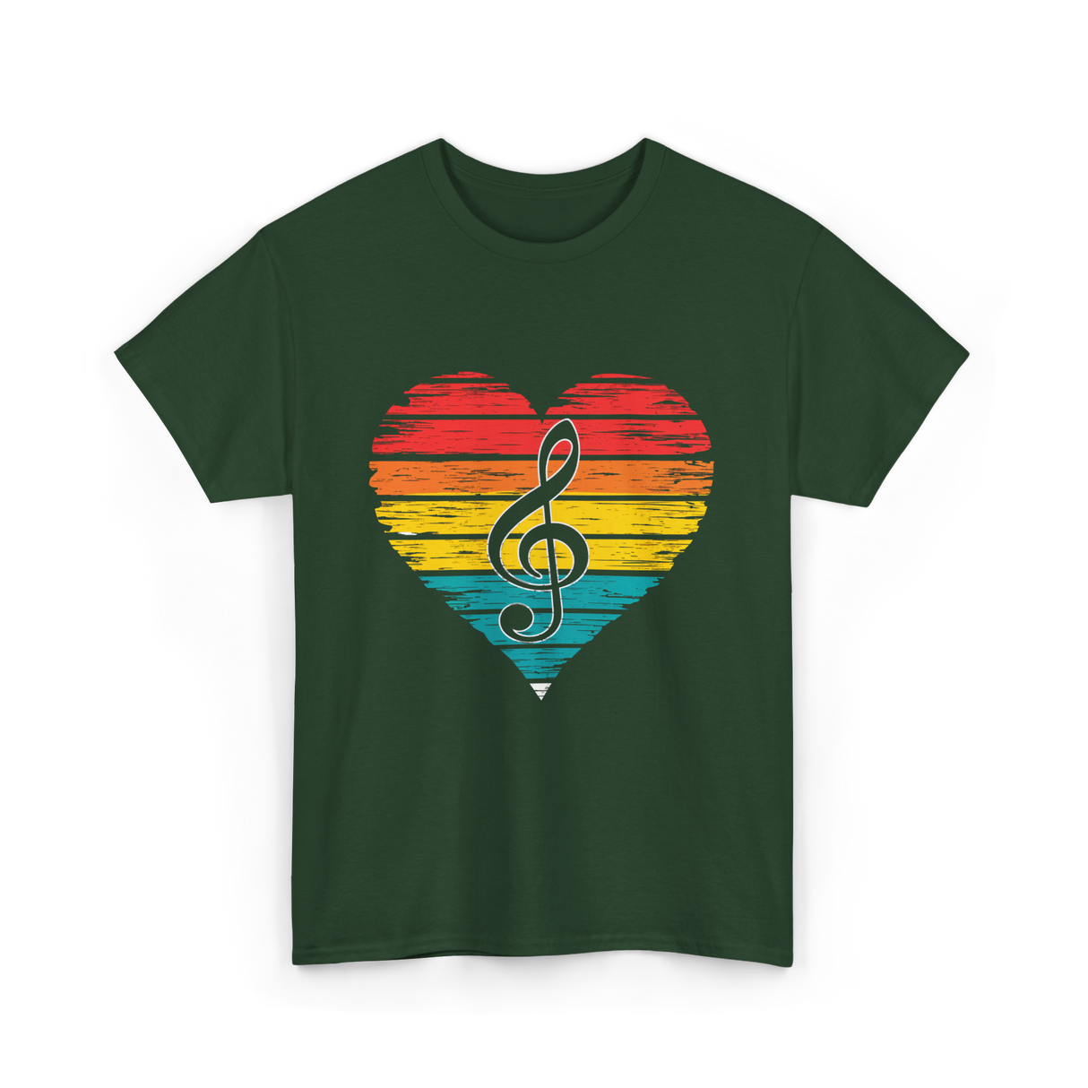 Music Heart Note Musician T-Shirt - Forest Green