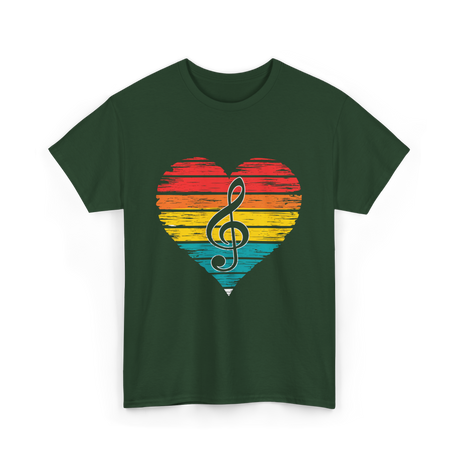 Music Heart Note Musician T-Shirt - Forest Green