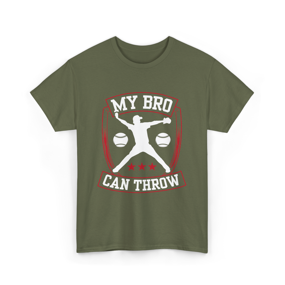 My Bro Can Throw Baseball T-Shirt - Military Green