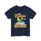 My Budgie Ate Homework Budgerigar T-Shirt - Navy