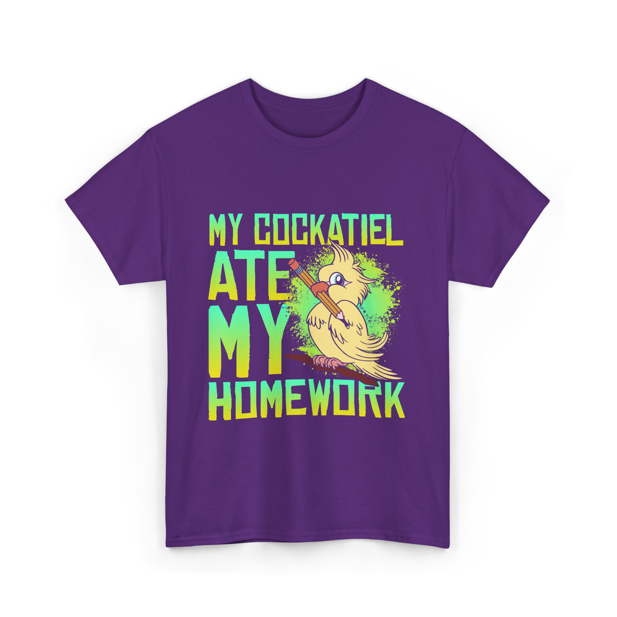 My Cockatiel Ate My Homework Bird T-Shirt - Purple