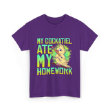 My Cockatiel Ate My Homework Bird T-Shirt - Purple