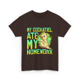 My Cockatiel Ate My Homework Bird T-Shirt - Dark Chocolate