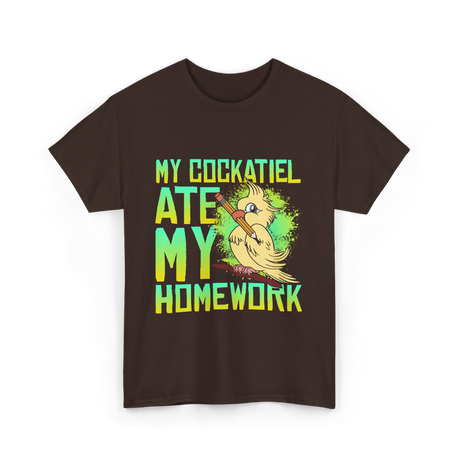 My Cockatiel Ate My Homework Bird T-Shirt - Dark Chocolate