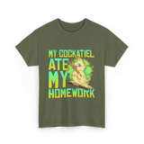 My Cockatiel Ate My Homework Bird T-Shirt - Military Green