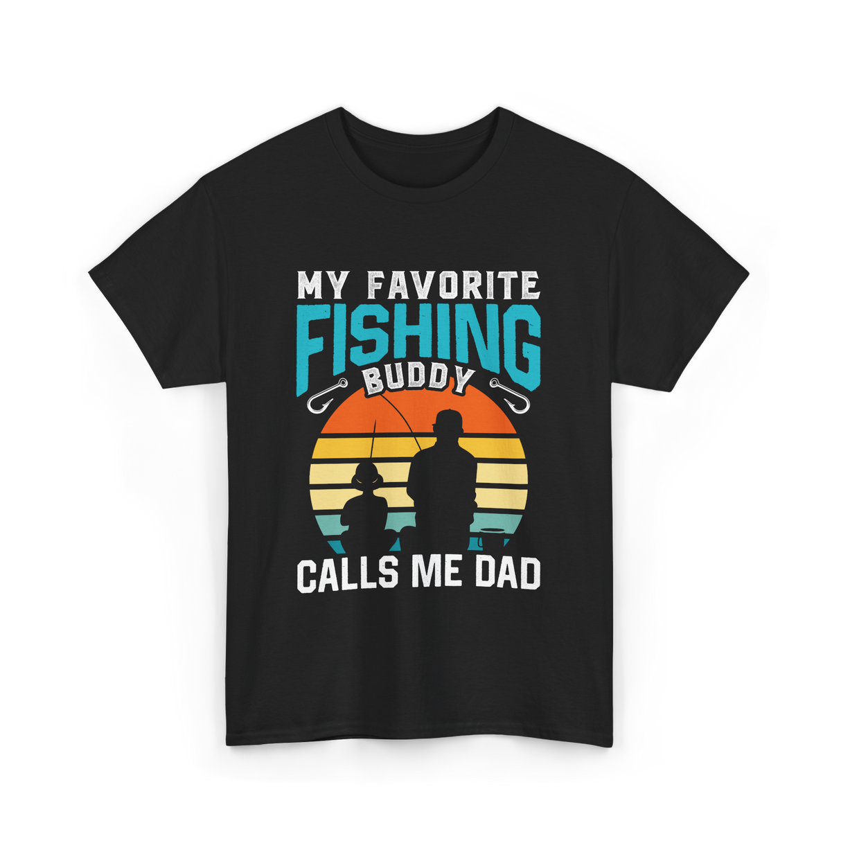 My Favorite Fishing Buddy Fishing Dad T-Shirt - Black