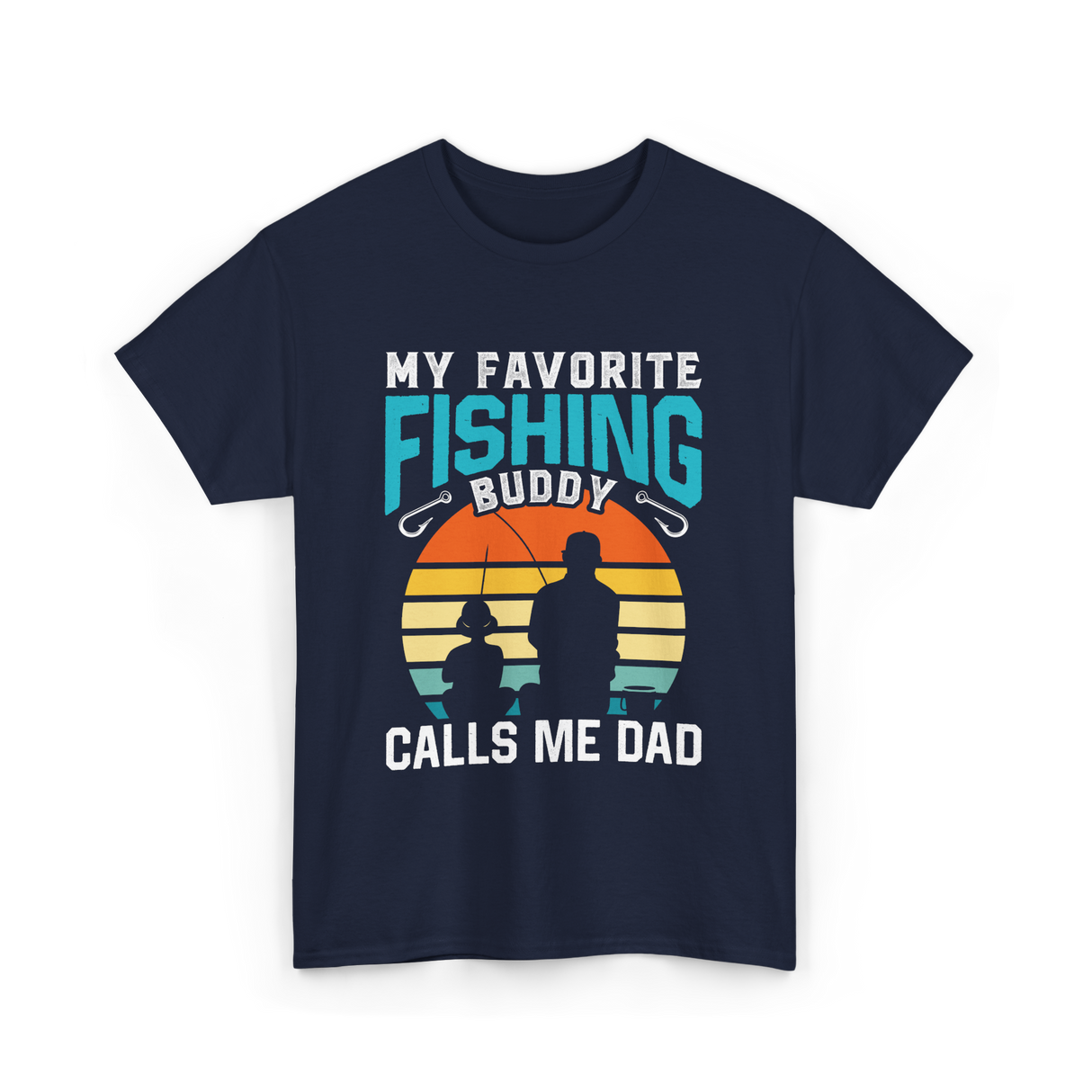 My Favorite Fishing Buddy Fishing Dad T-Shirt - Navy