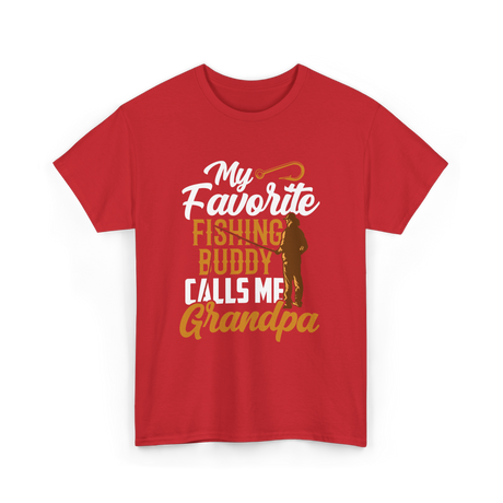 My Favorite Fishing Buddy Grandpa T-Shirt - Red