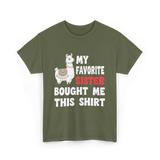 My Favorite Sister Llama T-Shirt - Military Green