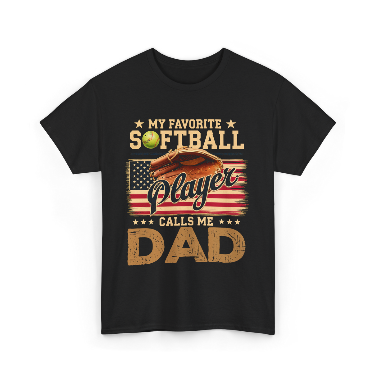 My Favorite Softball Player Dad T-Shirt - Black