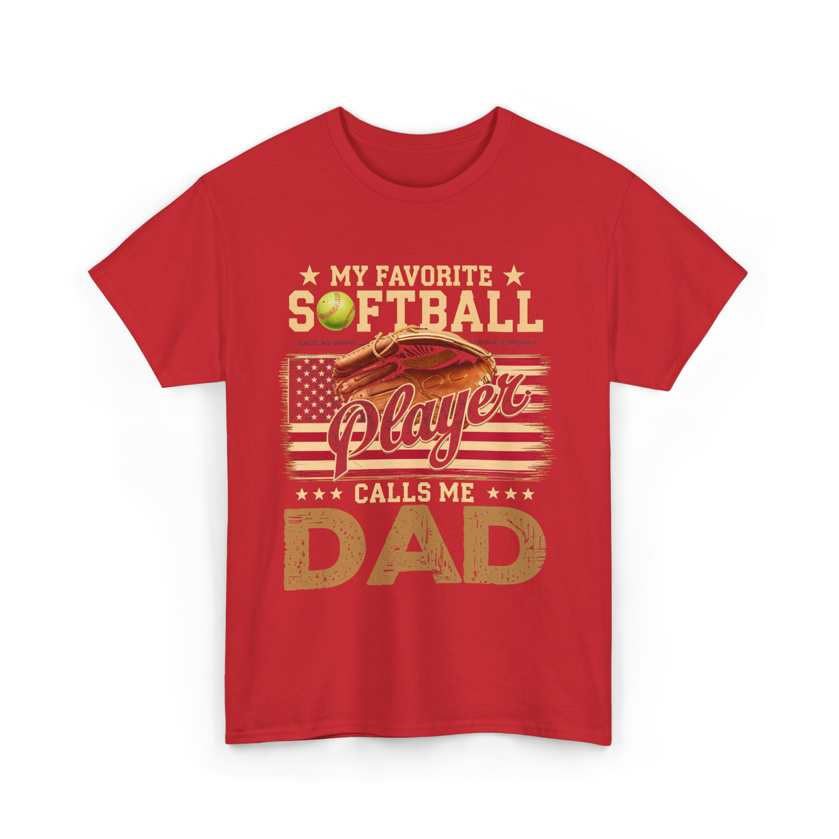 My Favorite Softball Player Dad T-Shirt - Red