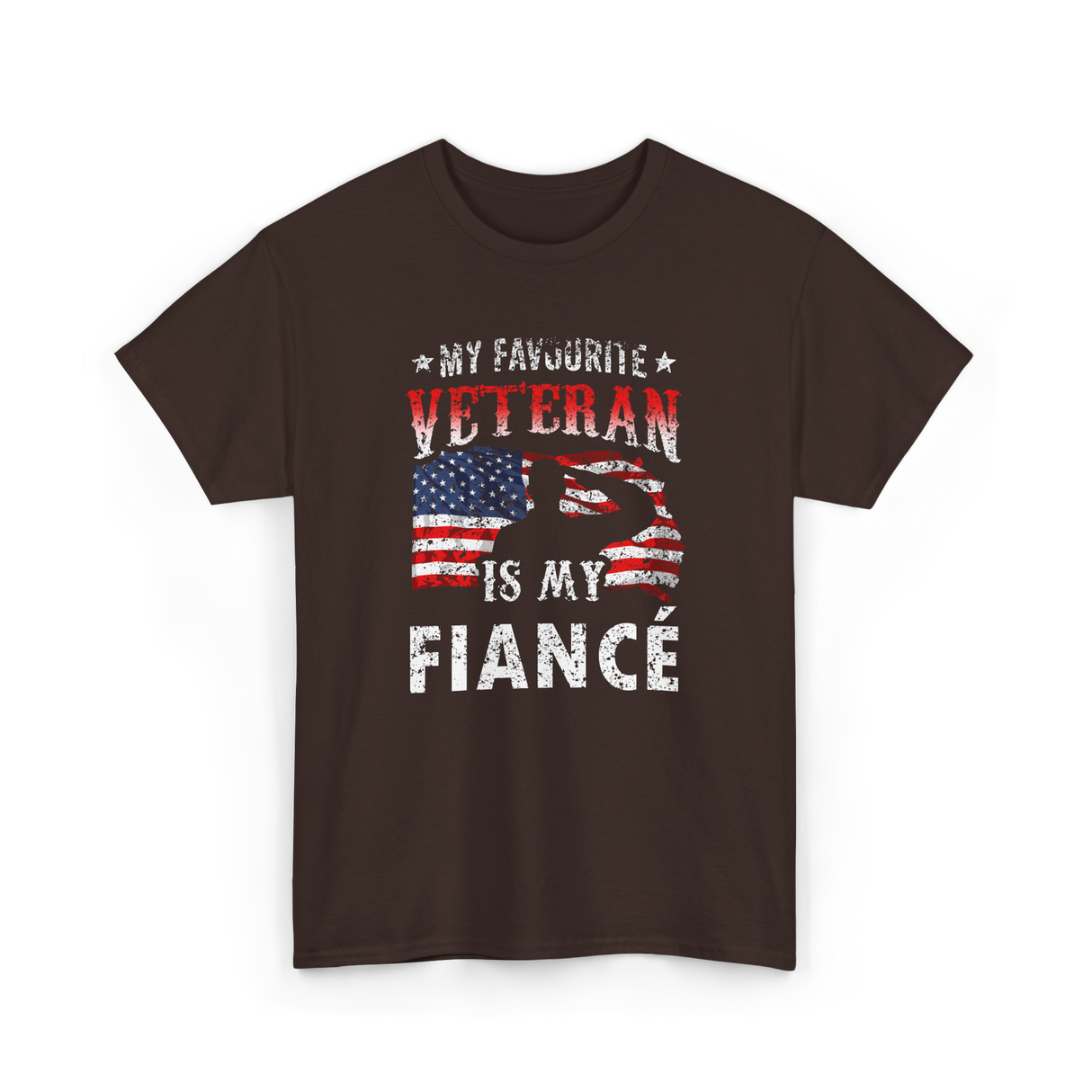 My Favourite Veteran Is My Fiancé Veteran T-Shirt - Dark Chocolate