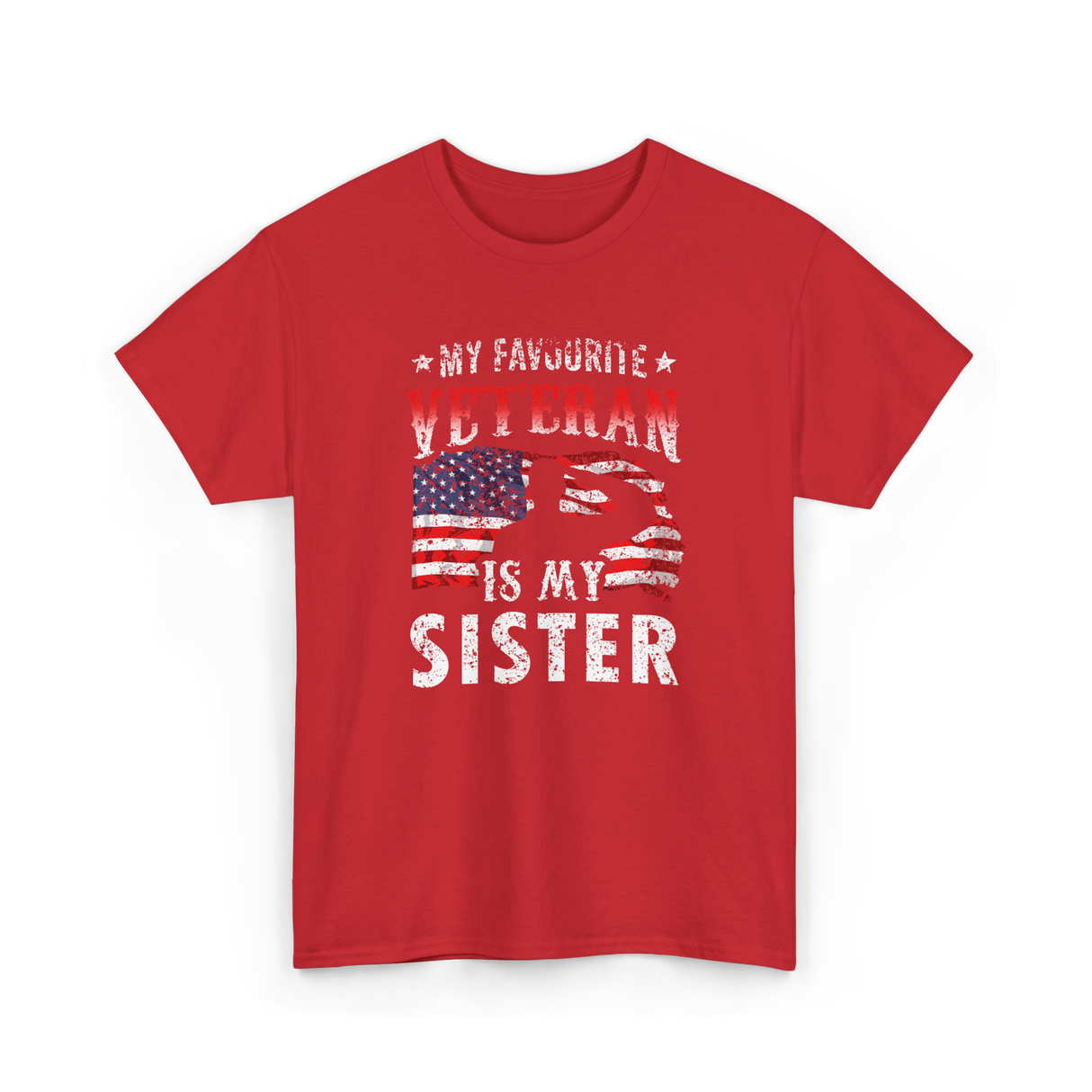 My Favourite Veteran Sister Veterans T-Shirt - Red