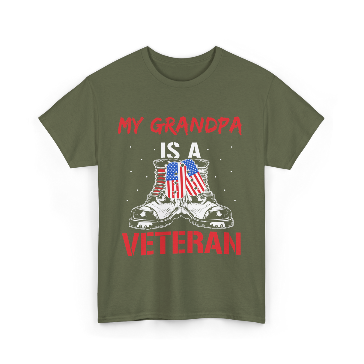 My Grandpa Veteran Patriotic T-Shirt - Military Green