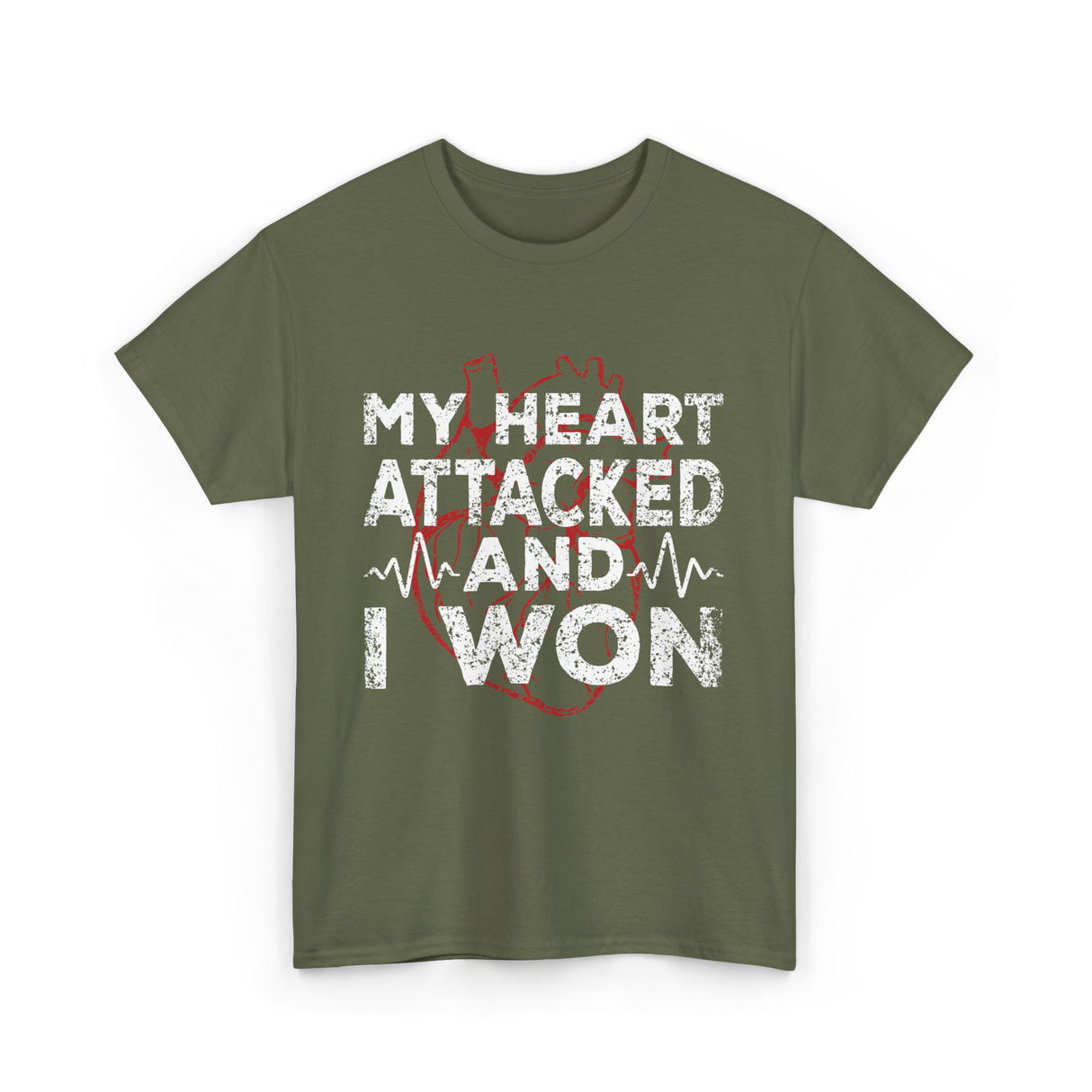 My Heart Attacked Heart T-Shirt - Military Green